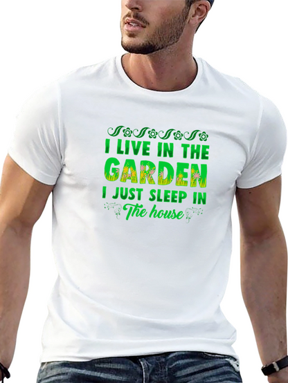 I Live in the Garden Mens Black T-Shirt