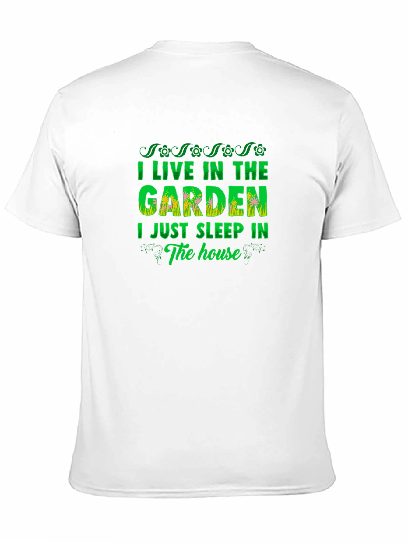 I Live in the Garden Mens Black T-Shirt