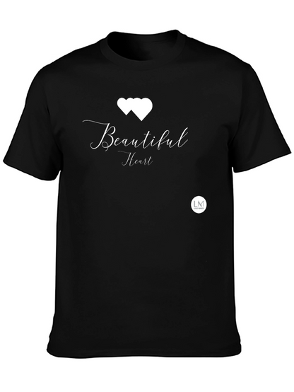 Beautiful Heart Black Tee - Stylish Graphic Print T-Shirt
