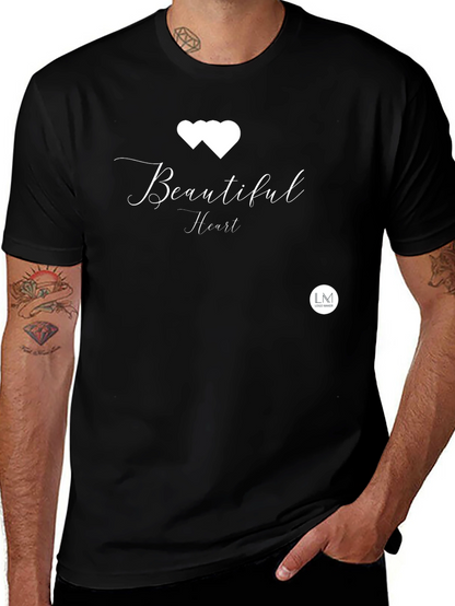 Beautiful Heart Black Tee - Stylish Graphic Print T-Shirt