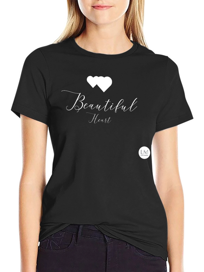 Beautiful Heart Black Tee - Stylish Graphic Print T-Shirt