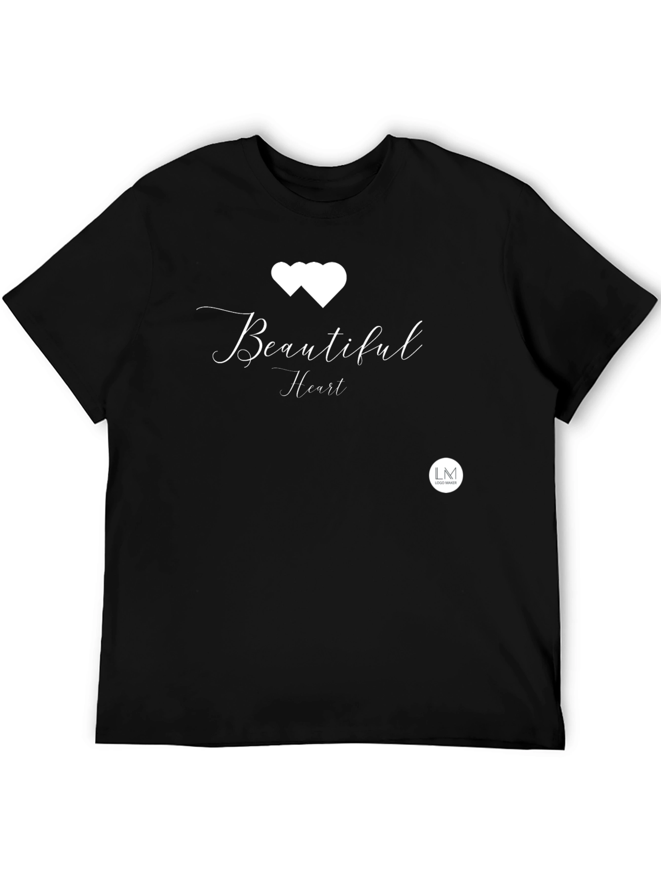 Beautiful Heart Black Tee - Stylish Graphic Print T-Shirt