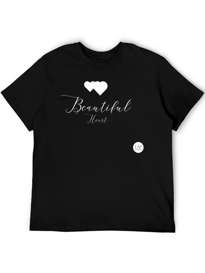 Beautiful Heart Black Tee - Stylish Graphic Print T-Shirt