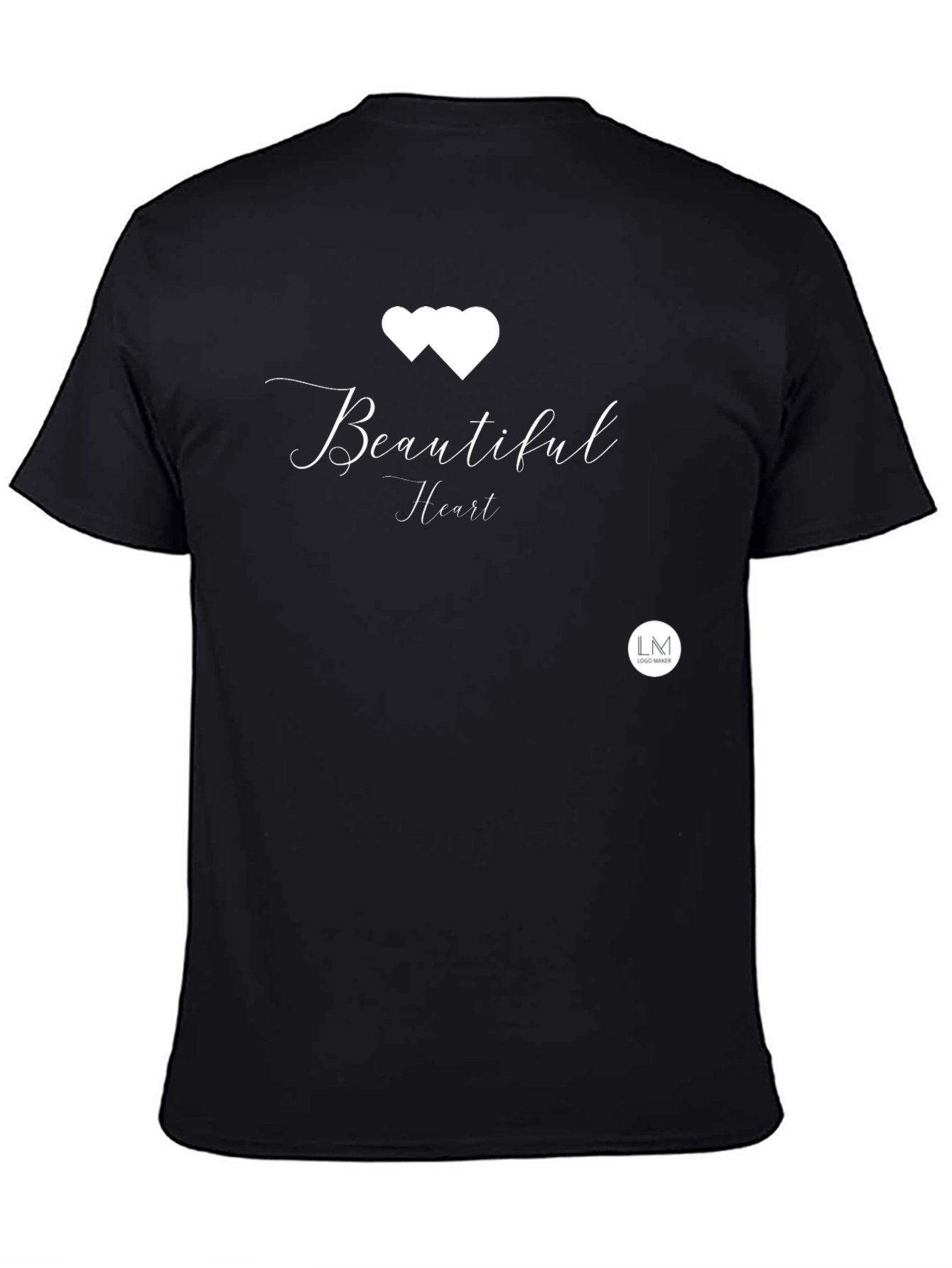 Beautiful Heart Black Tee - Stylish Graphic Print T-Shirt