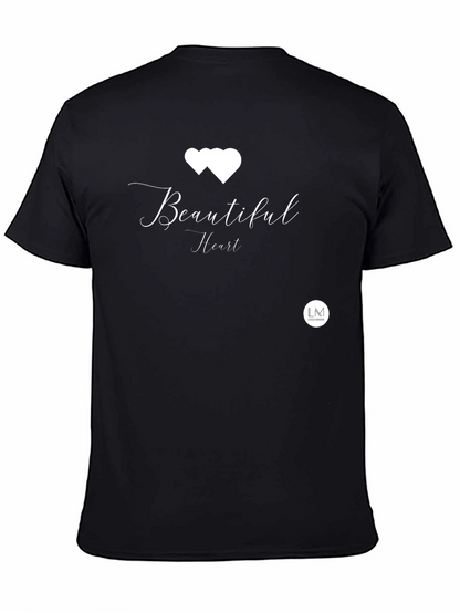 Beautiful Heart Black Tee - Stylish Graphic Print T-Shirt