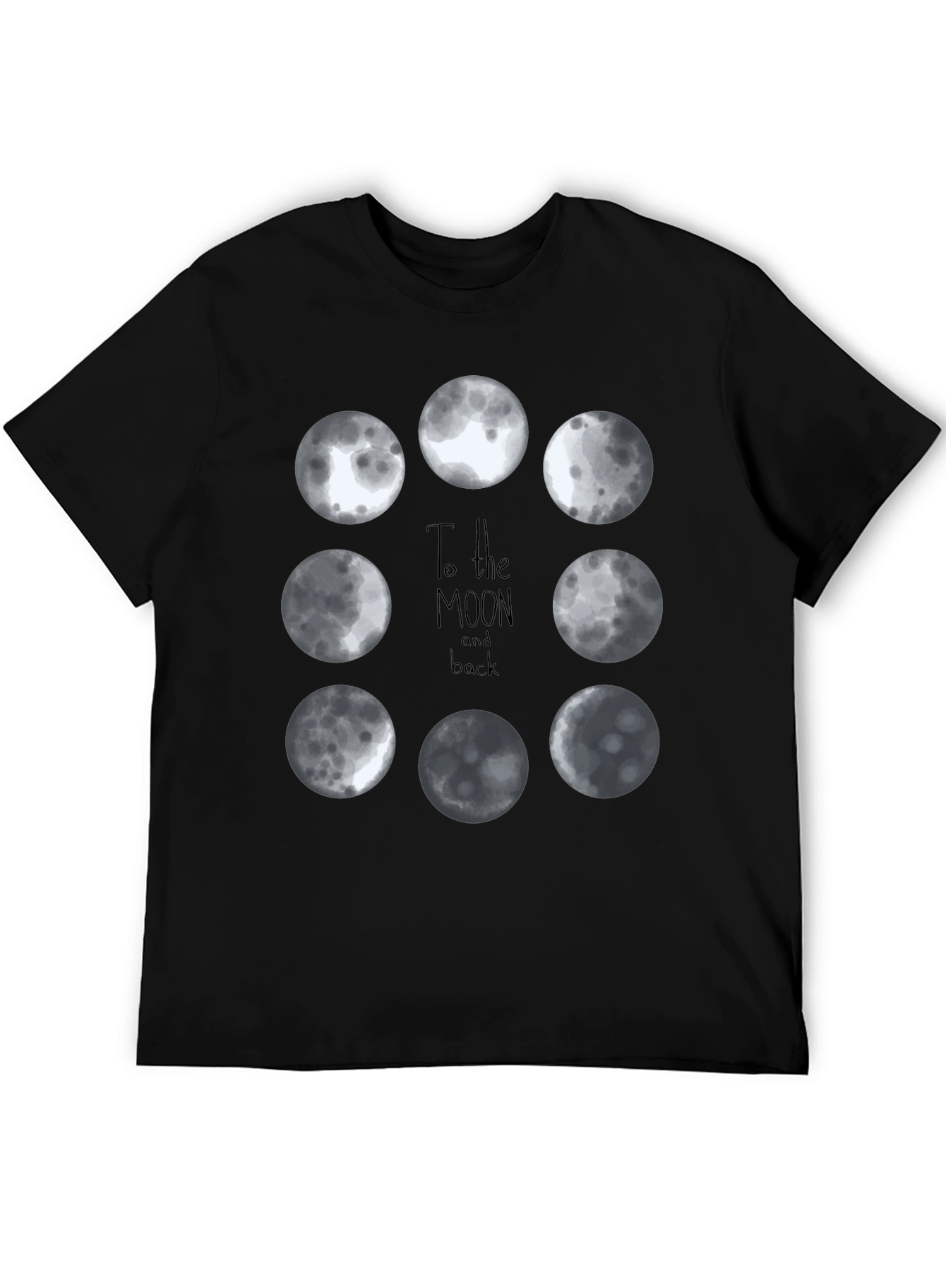 Moon Phases Graphic Tee - Black Cotton T-Shirt