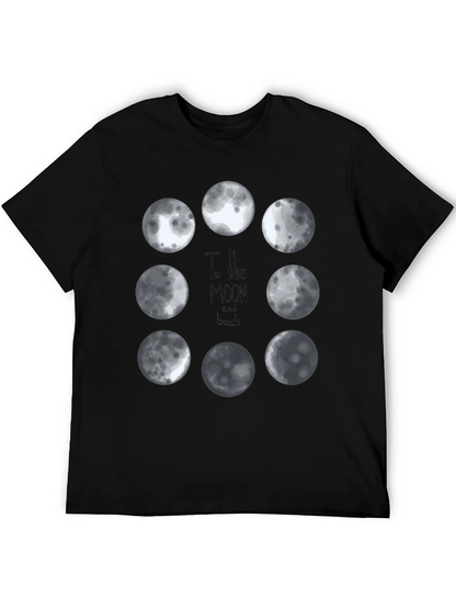 Moon Phases Graphic Tee - Black Cotton T-Shirt