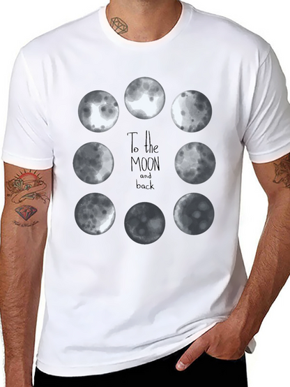 Moon Phases Graphic Tee - Black Cotton T-Shirt