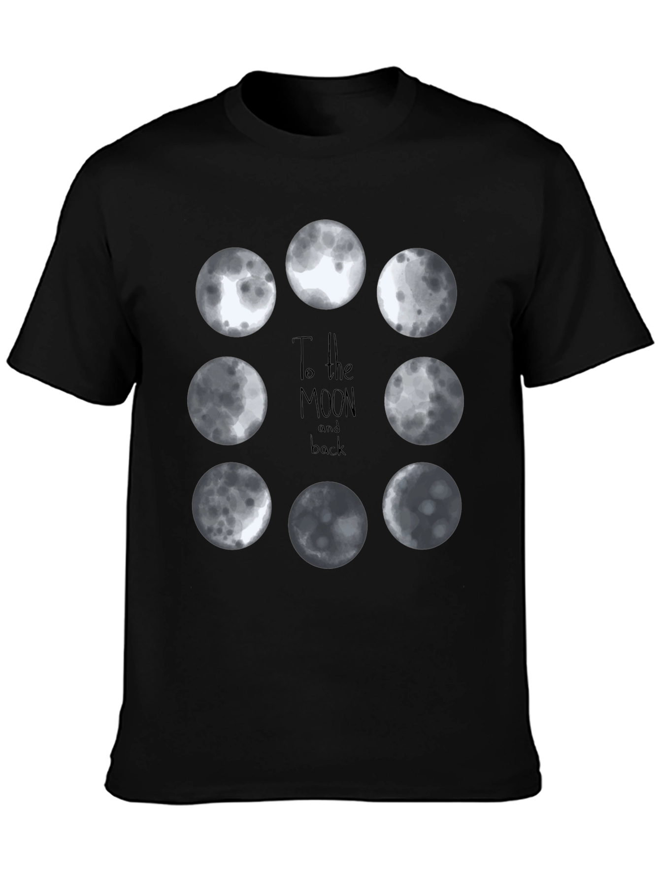 Moon Phases Graphic Tee - Black Cotton T-Shirt