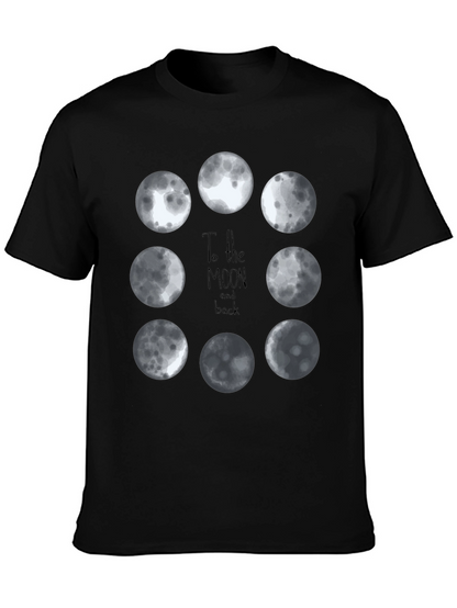 Moon Phases Graphic Tee - Black Cotton T-Shirt