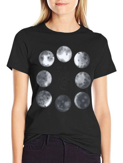 Moon Phases Graphic Tee - Black Cotton T-Shirt