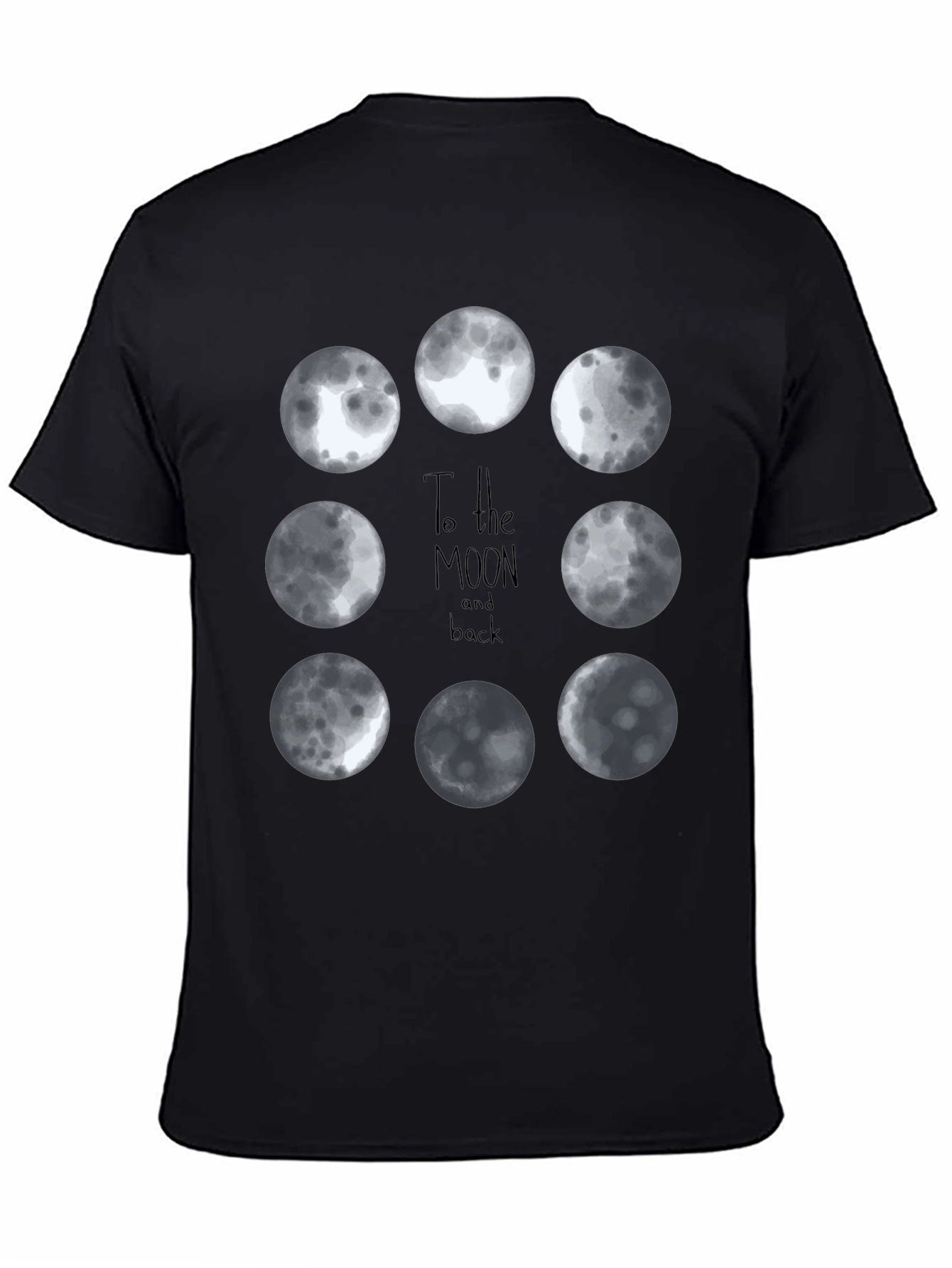 Moon Phases Graphic Tee - Black Cotton T-Shirt