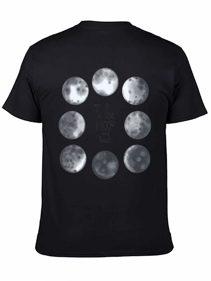 Moon Phases Graphic Tee - Black Cotton T-Shirt