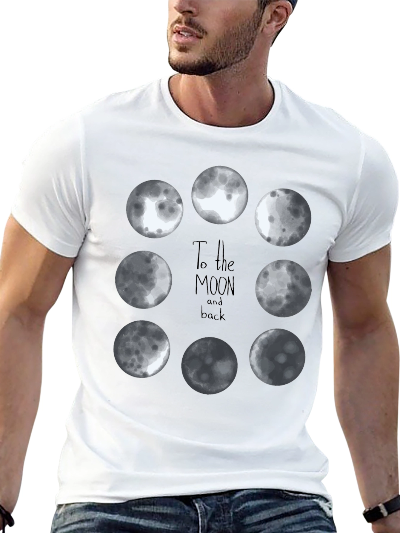 Moon Phases Graphic Tee - Black Cotton T-Shirt