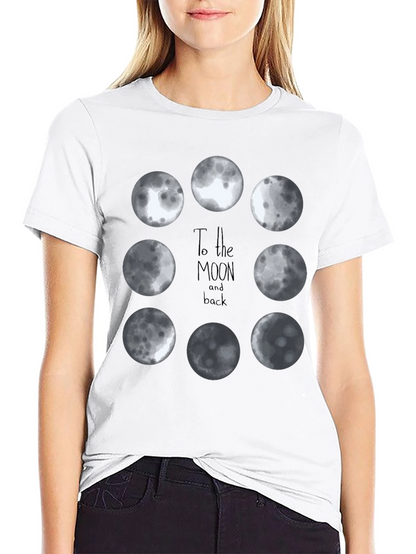 Moon Phases Graphic Tee - Black Cotton T-Shirt
