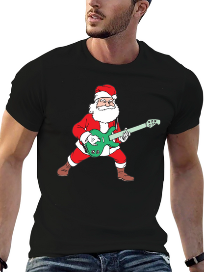 Santa Playing Guitar Graphic Tee