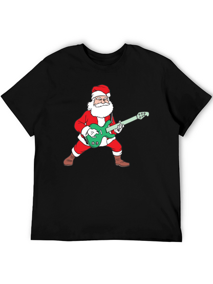 Santa Playing Guitar Graphic Tee