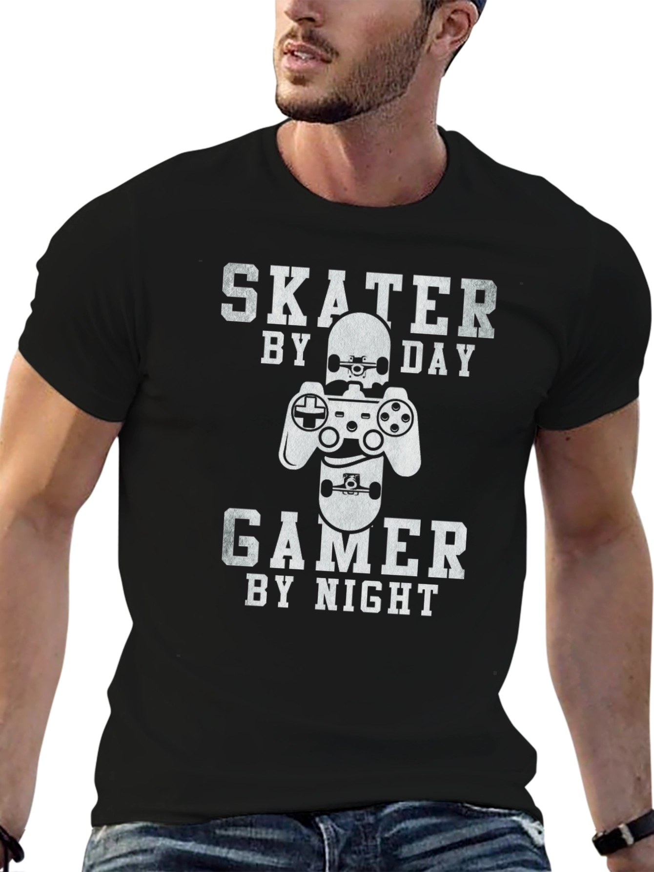 Skater Gamer T-Shirt - Day/Night Design