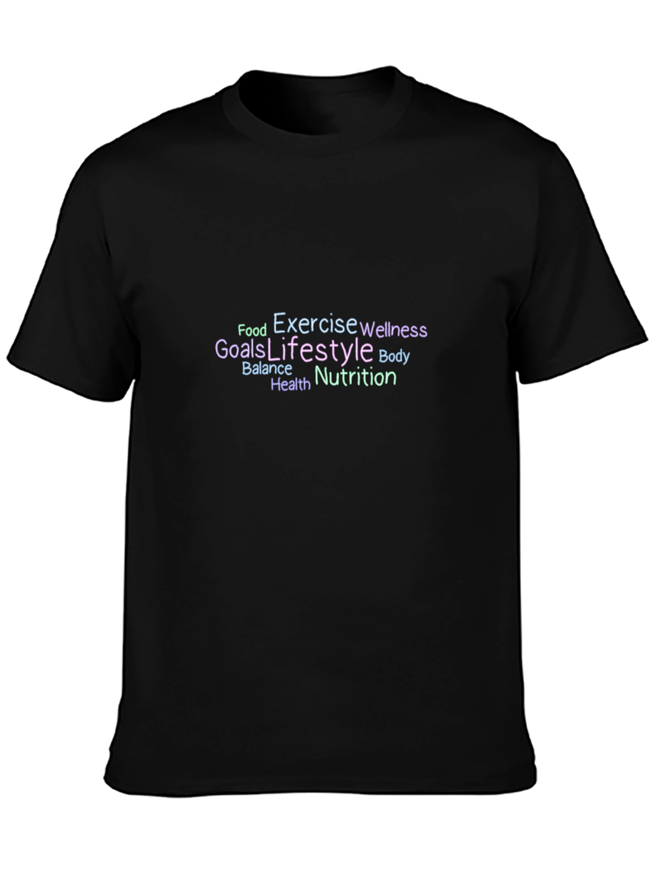Wellness Word Art T-Shirt - Lifestyle Goals