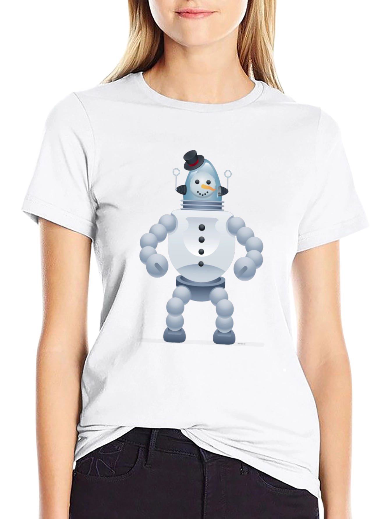 Snowman Robot Graphic Tee - Unique Novelty T-Shirt