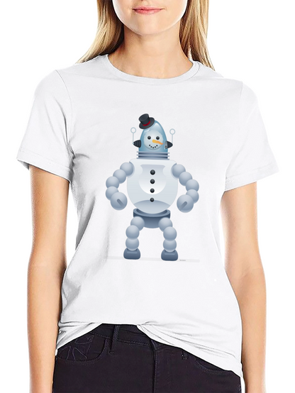 Snowman Robot Graphic Tee - Unique Novelty T-Shirt