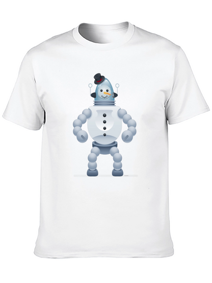 Snowman Robot Graphic Tee - Unique Novelty T-Shirt