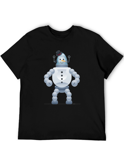 Snowman Robot Graphic Tee - Unique Novelty T-Shirt