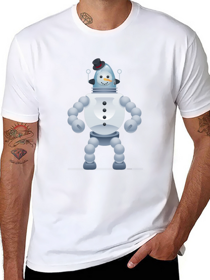 Snowman Robot Graphic Tee - Unique Novelty T-Shirt