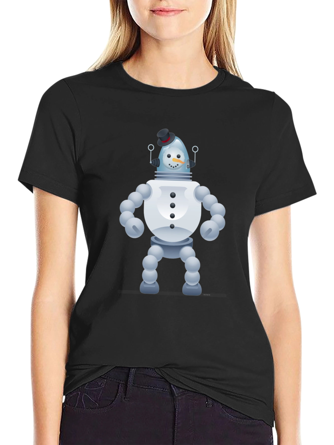 Snowman Robot Graphic Tee - Unique Novelty T-Shirt