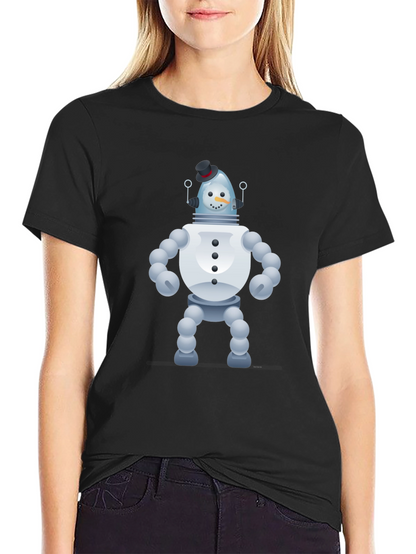 Snowman Robot Graphic Tee - Unique Novelty T-Shirt