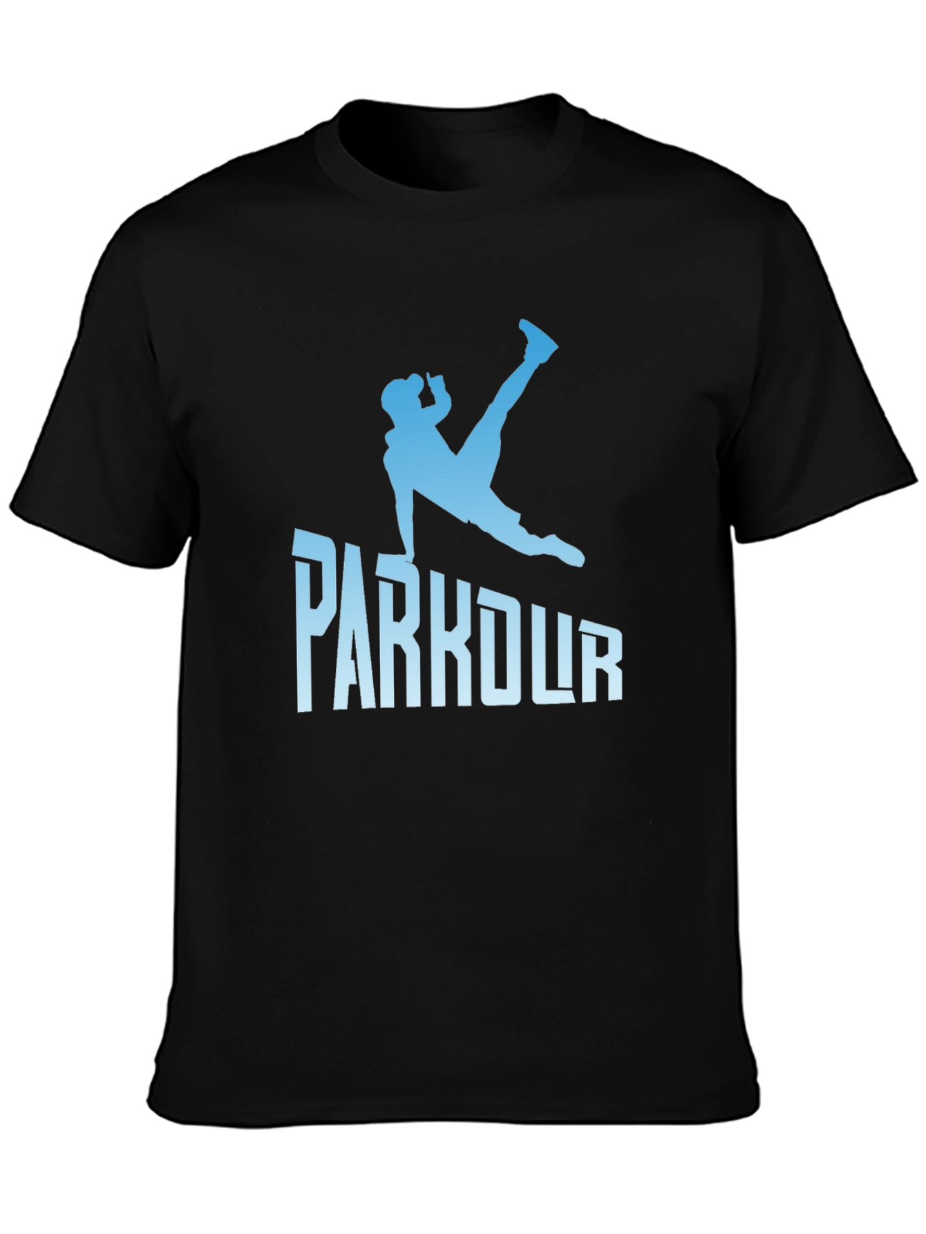 Parkour Silhouette Graphic Tee - Black Cotton