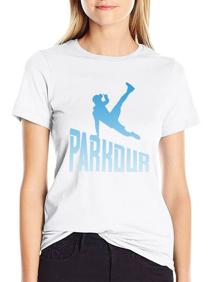 Parkour Silhouette Graphic Tee - Black Cotton