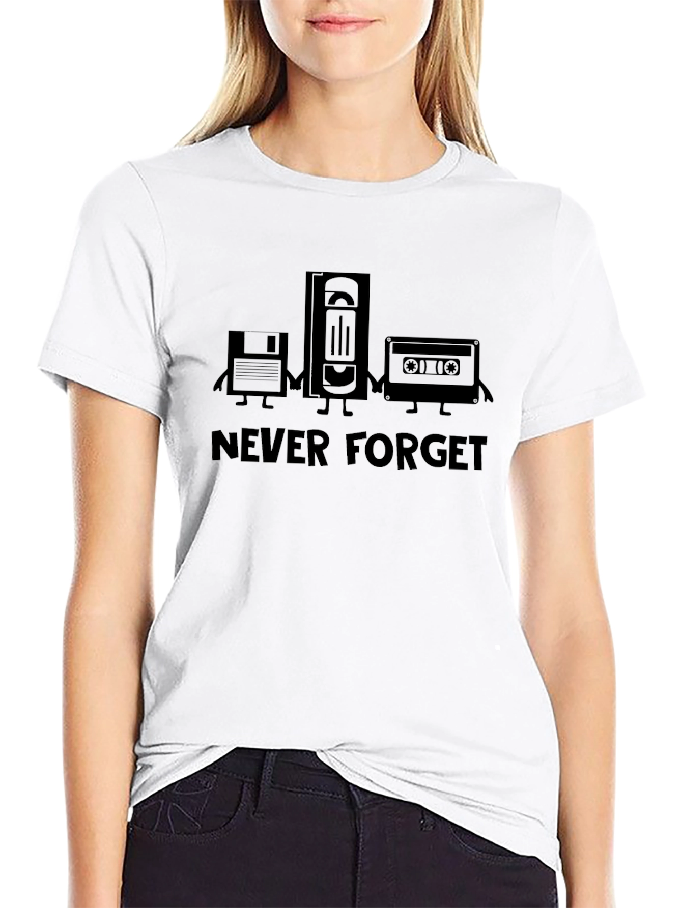 Retro Never Forget Black Graphic T-Shirt