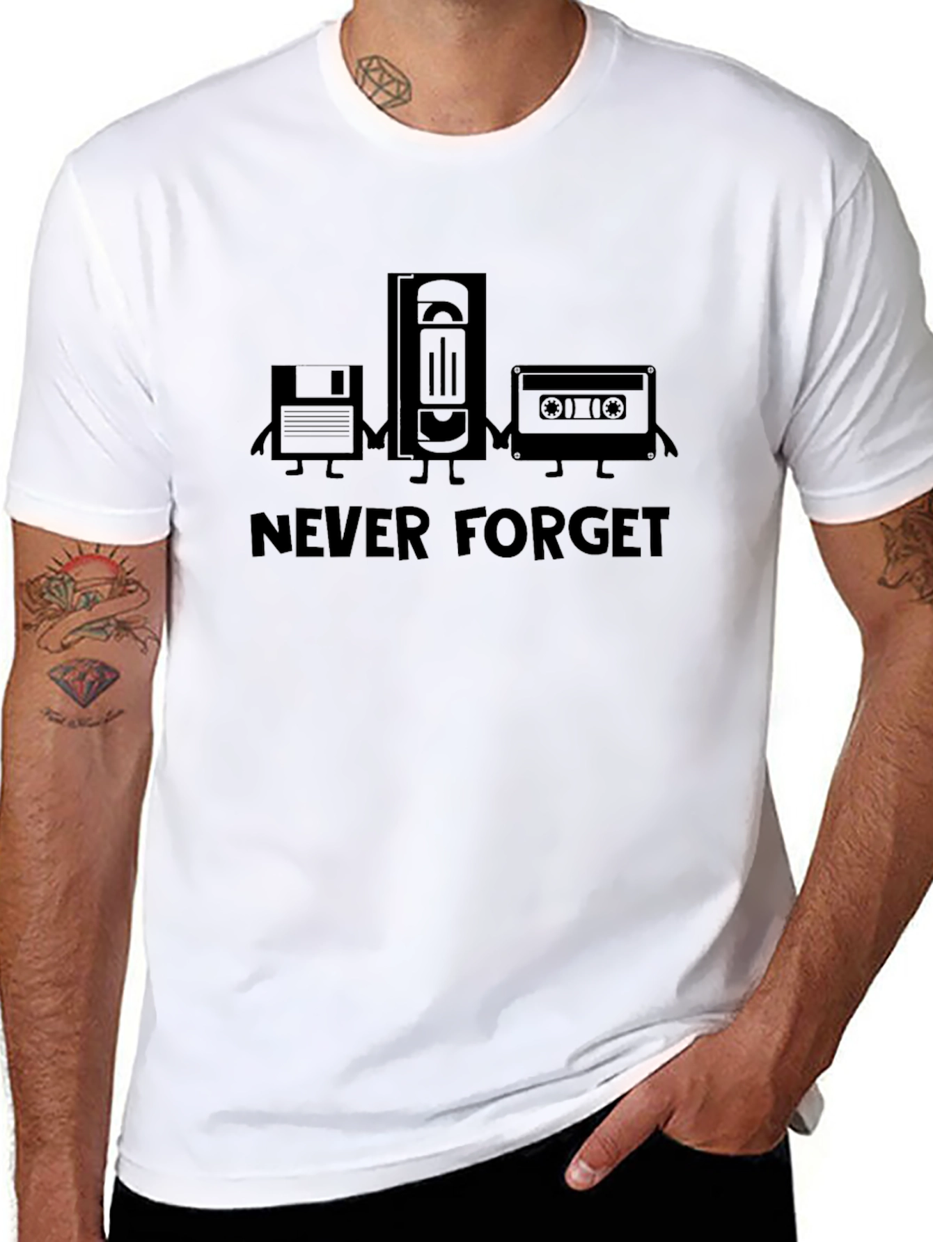 Retro Never Forget Black Graphic T-Shirt