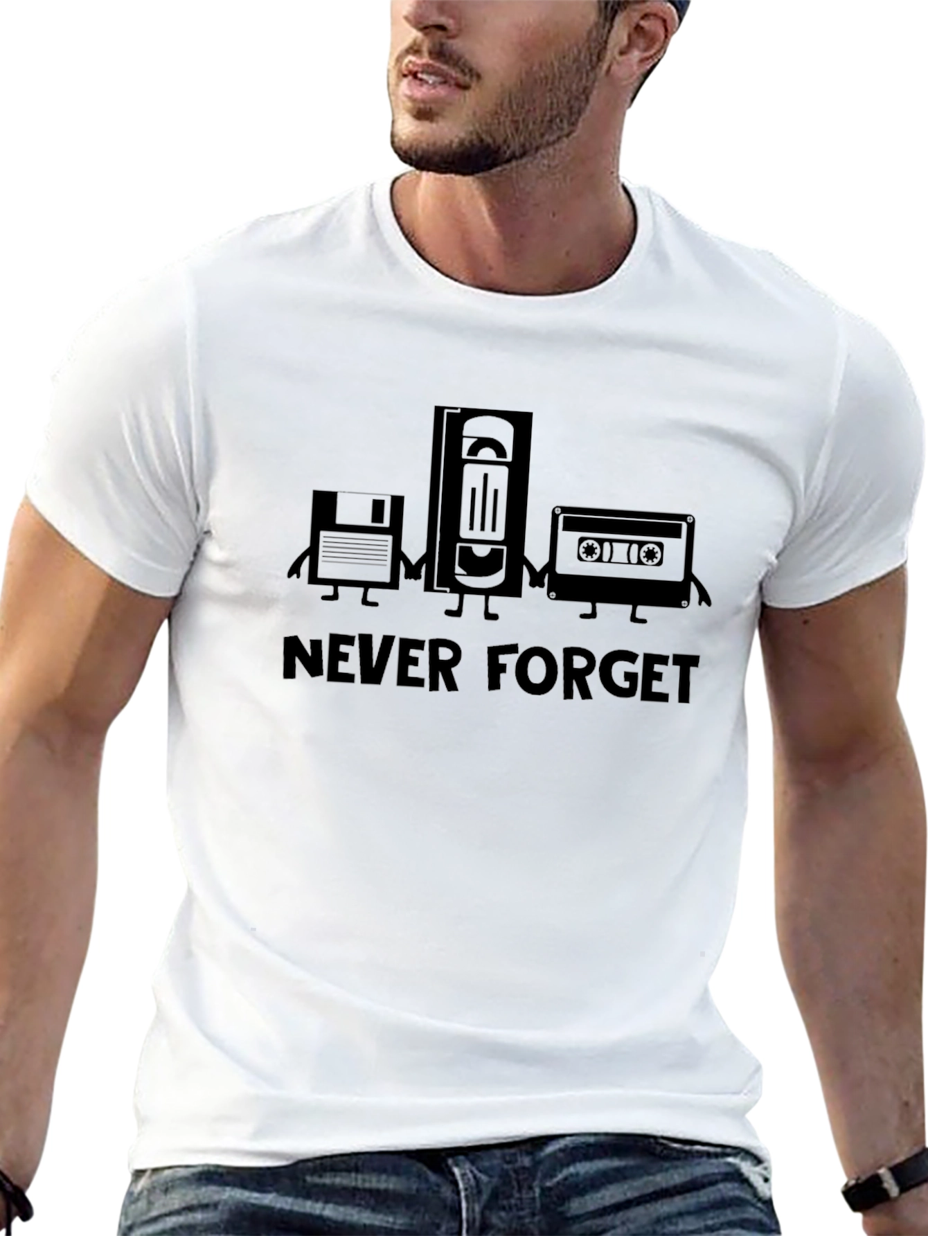 Retro Never Forget Black Graphic T-Shirt