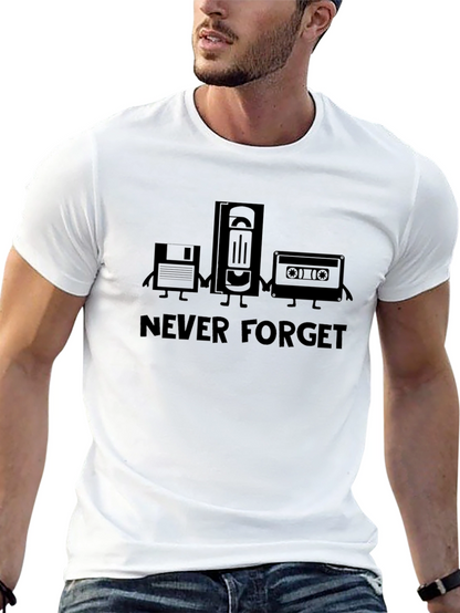 Retro Never Forget Black Graphic T-Shirt