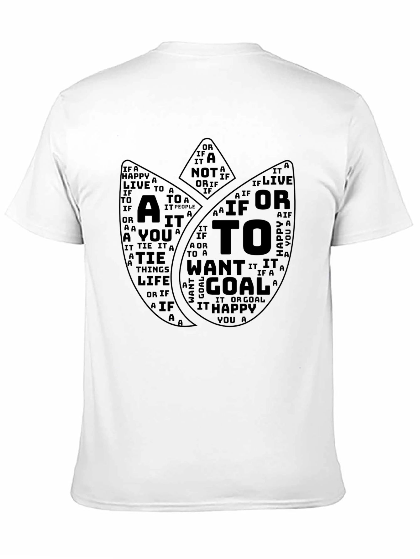 Inspirational Word Art Tulip Graphic T-Shirt - Black