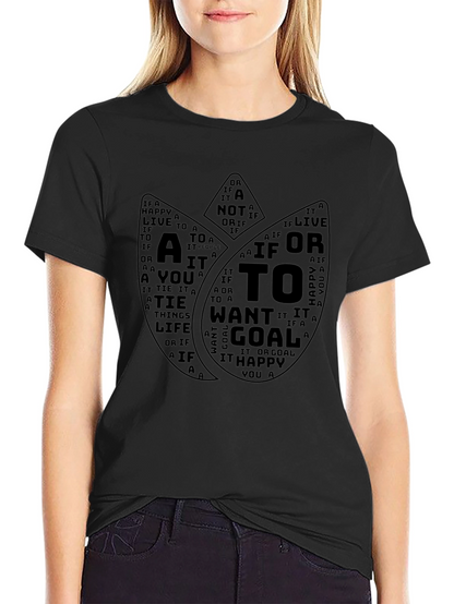 Inspirational Word Art Tulip Graphic T-Shirt - Black