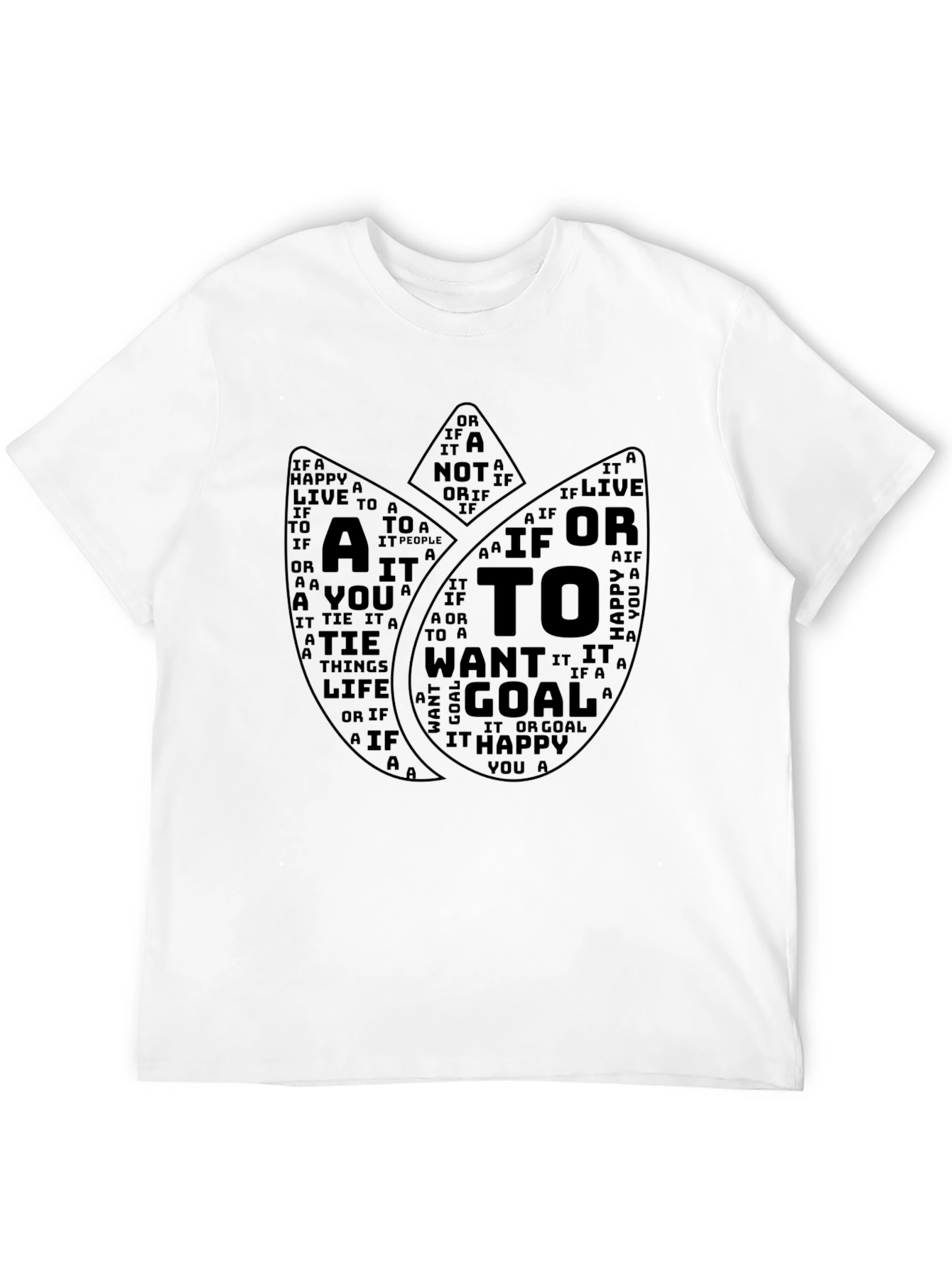 Inspirational Word Art Tulip Graphic T-Shirt - Black