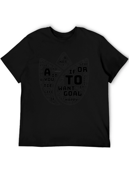 Inspirational Word Art Tulip Graphic T-Shirt - Black