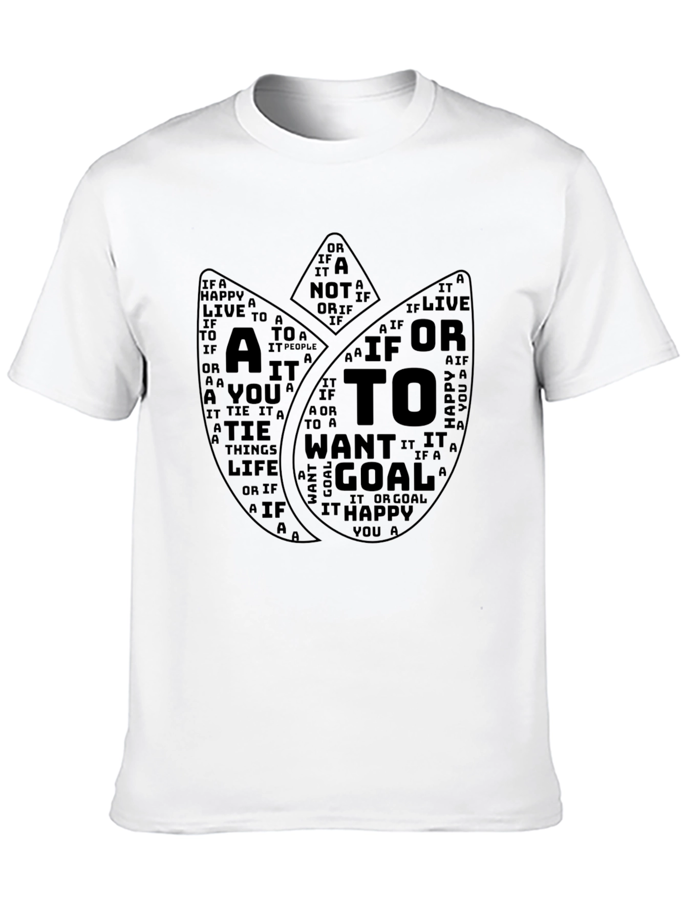 Inspirational Word Art Tulip Graphic T-Shirt - Black