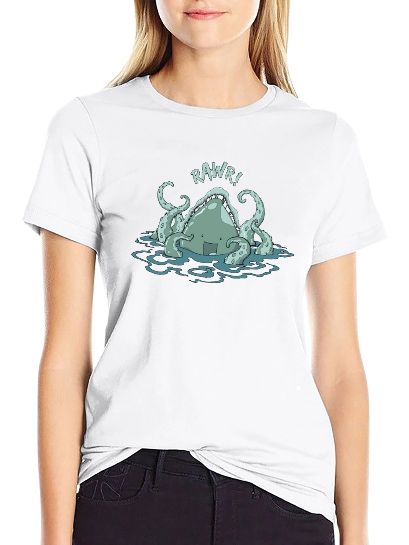 Rawr! Kraken Graphic Tee - Black Cotton T-Shirt