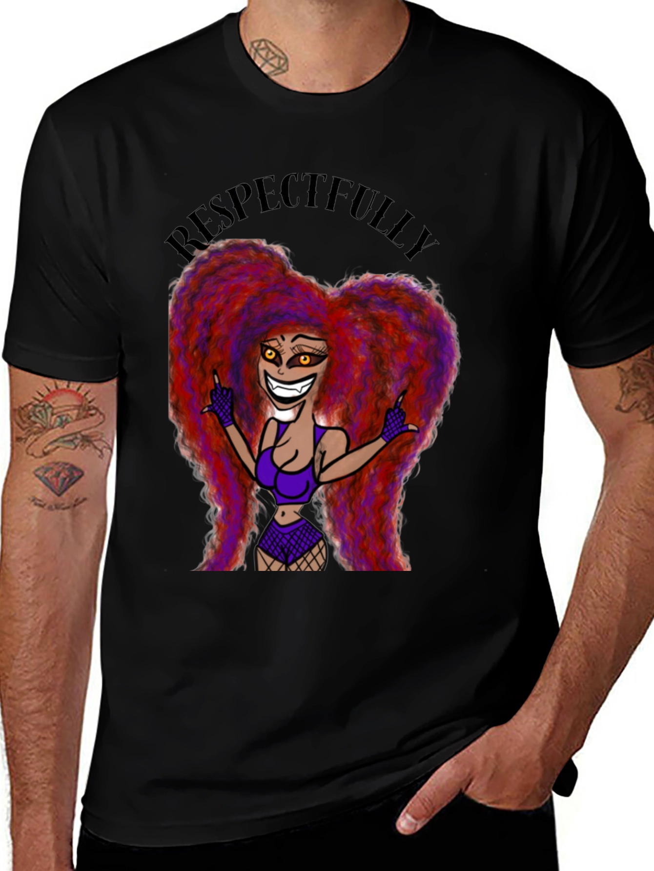 Respectfully Graphic Tee - Bold Cartoon Print