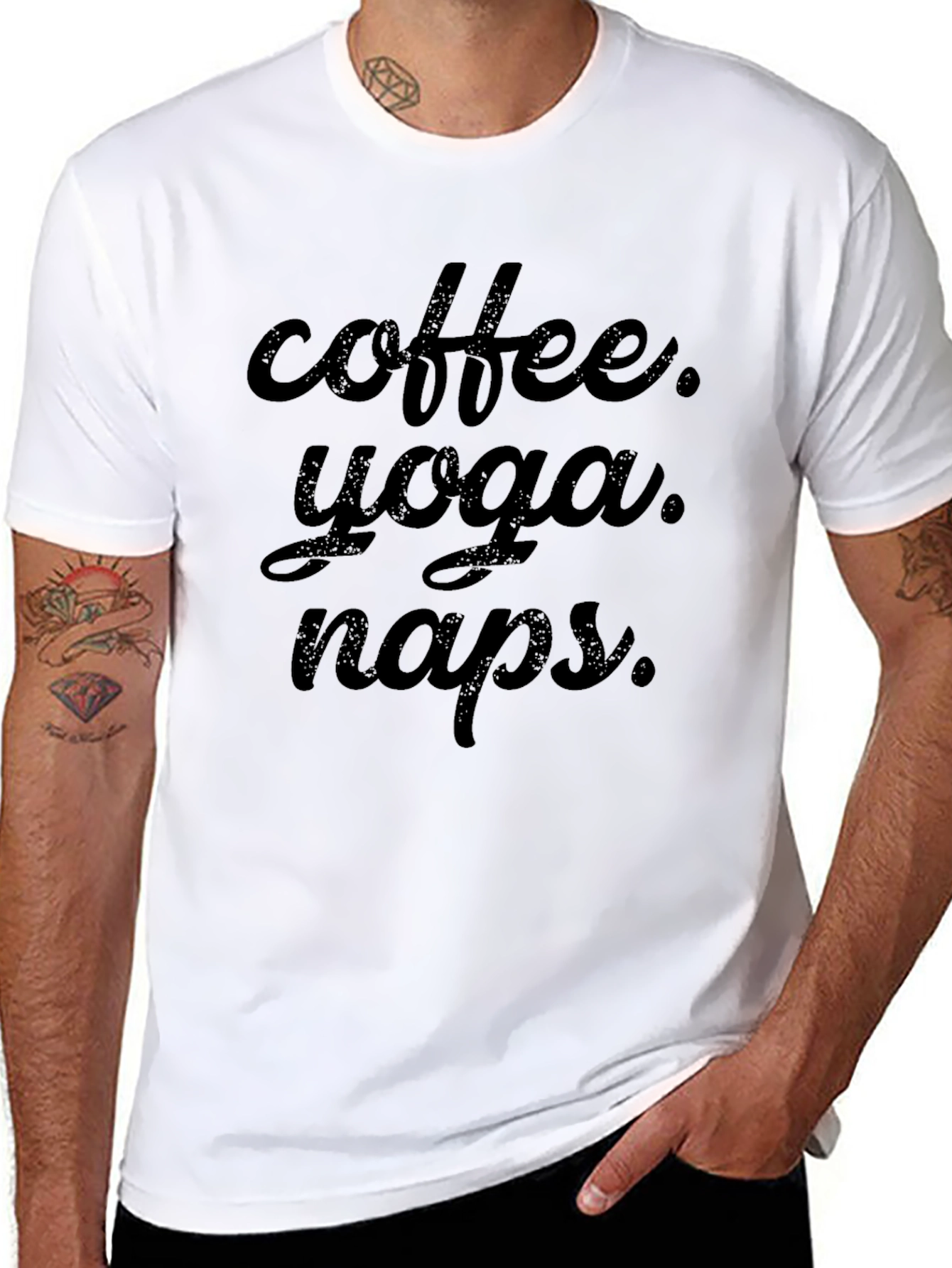 Coffee Yoga Naps Black T-Shirt