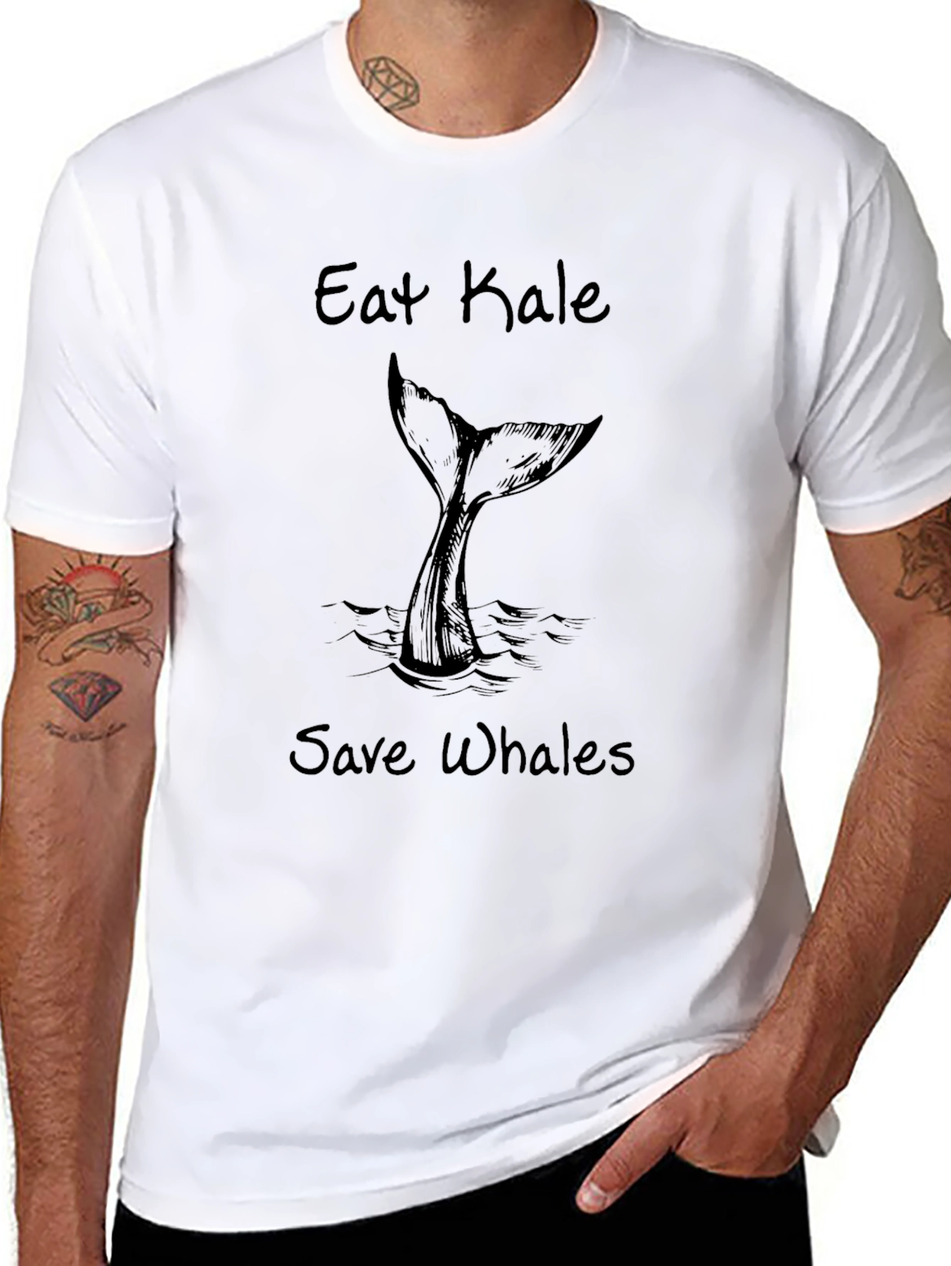 Eat Kale Save Whales Graphic T-Shirt