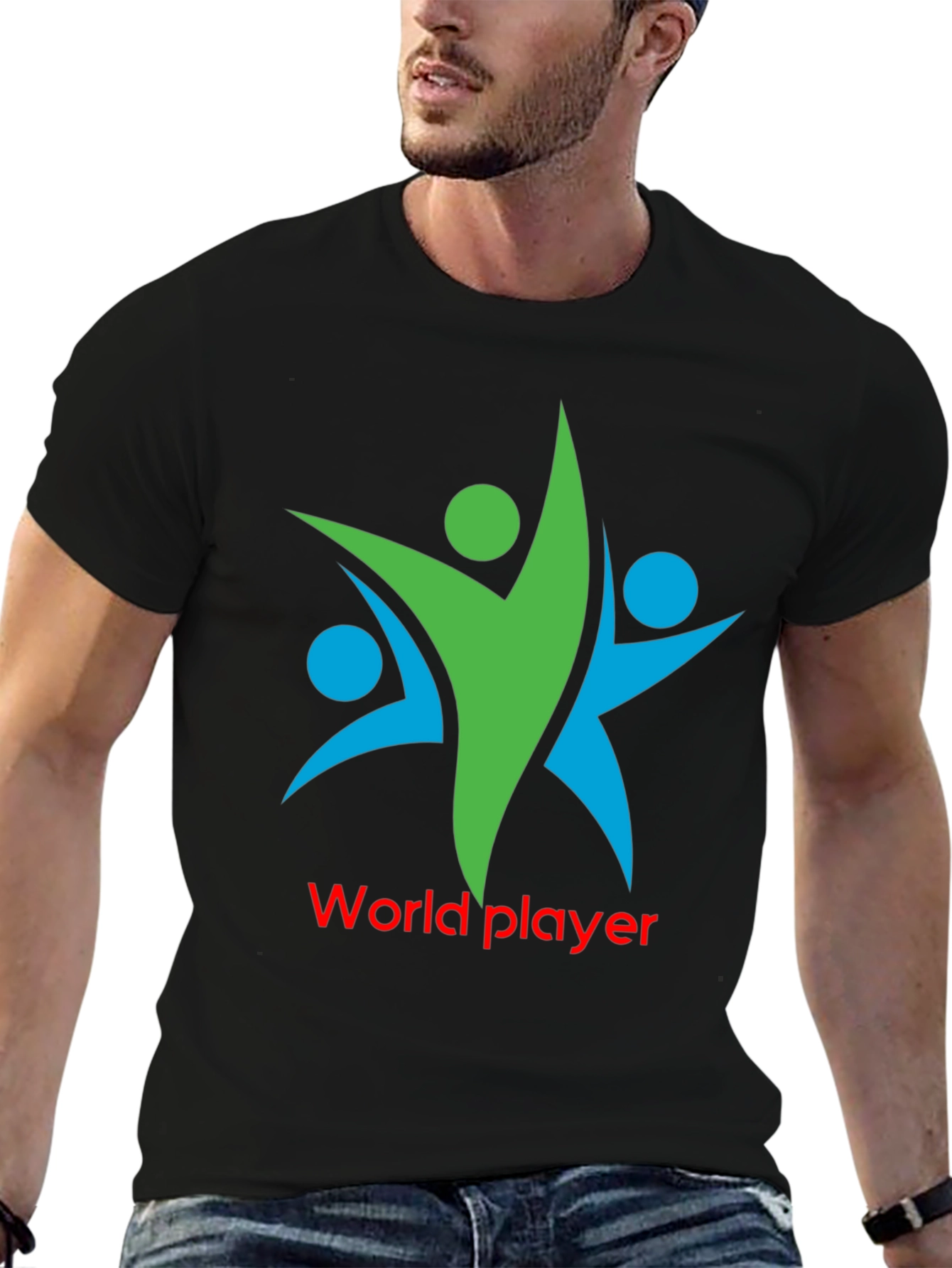 World Player Graphic Tee - Black Cotton Blend