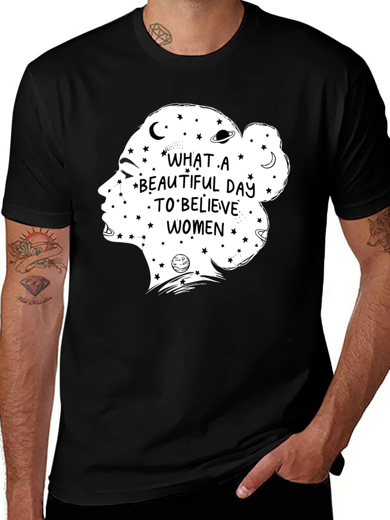 Believe Women Graphic Tee - Black Cotton