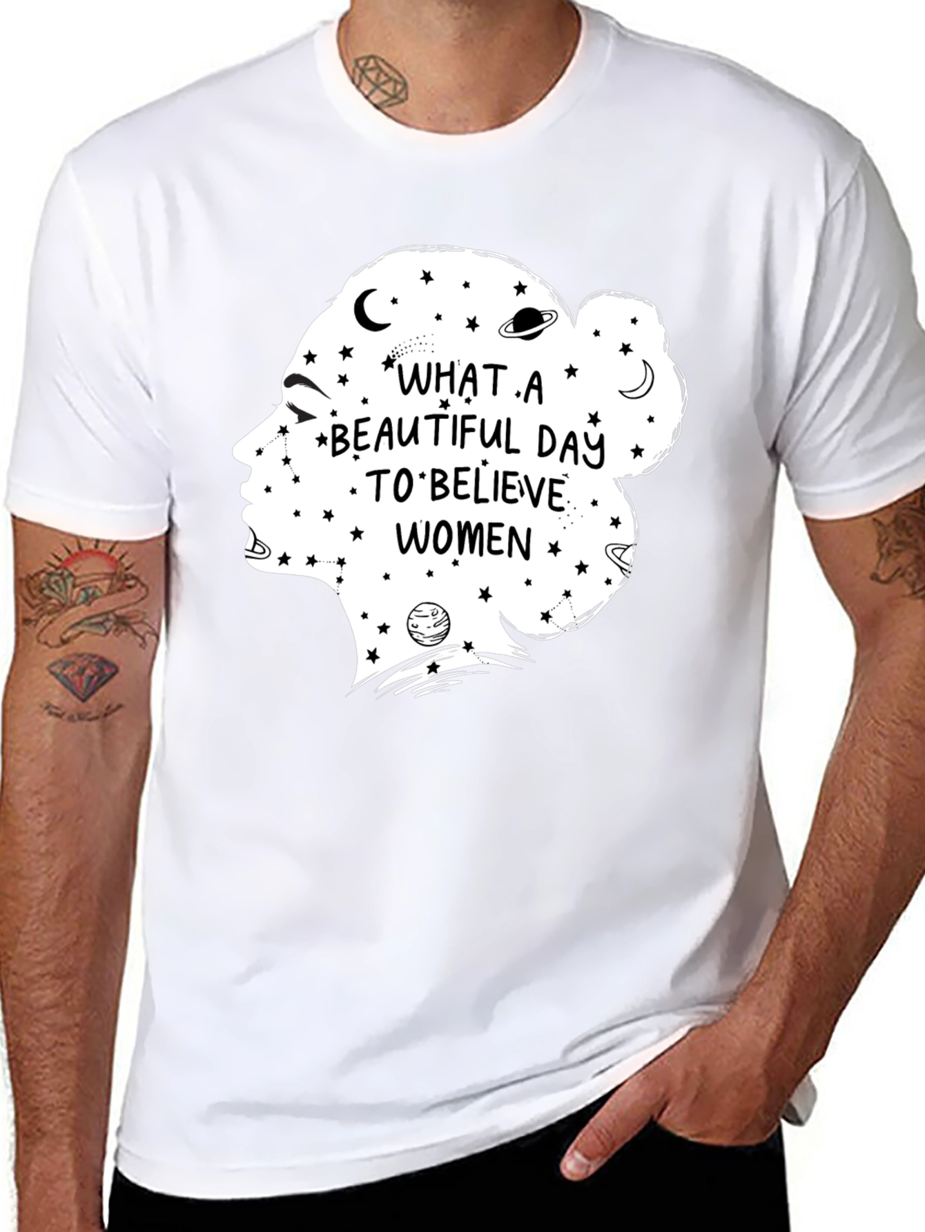 Believe Women Graphic Tee - Black Cotton
