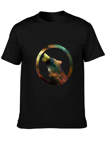 Galaxy Wolf Circle Black T-Shirt