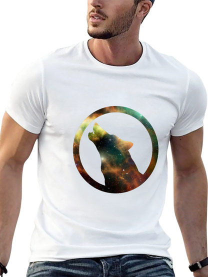 Galaxy Wolf Circle Black T-Shirt